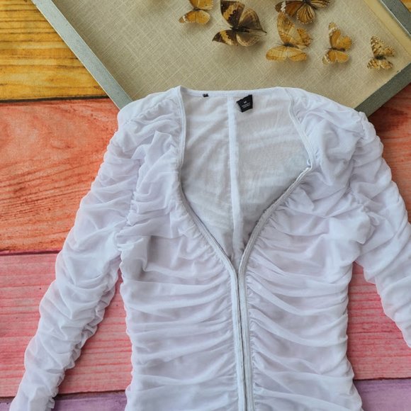 Princess Polly White Garter Mini Mesh Dress M - Picture 7 of 13